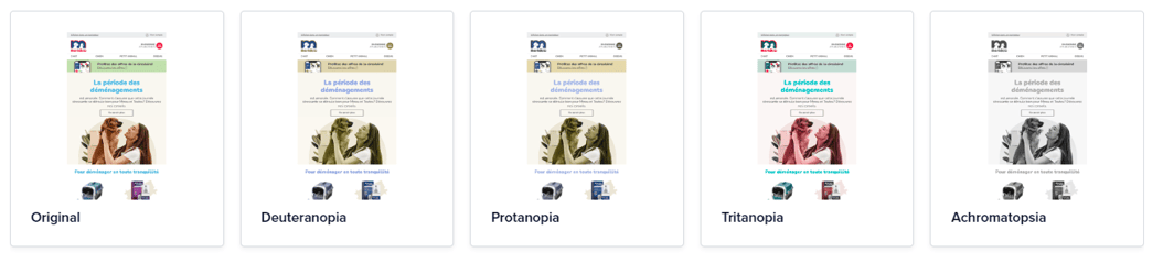 Examples of visual impairment perceptions for a newsletter