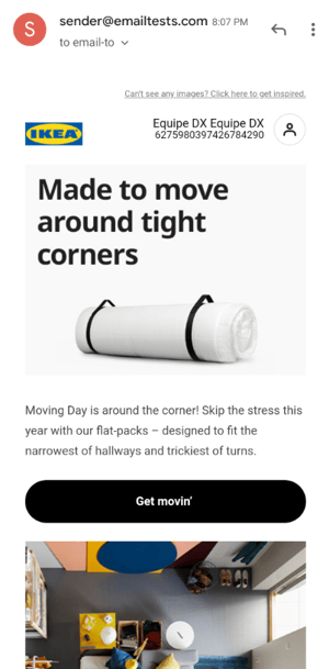 Mobile version of the IKEA newsletter