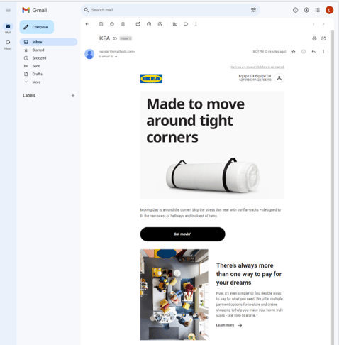 Desktop version of the IKEA newsletter