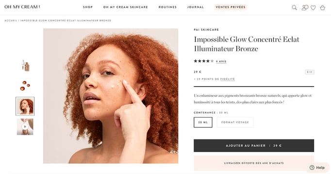 Page produit de l’enlumineur Impossible Glow.