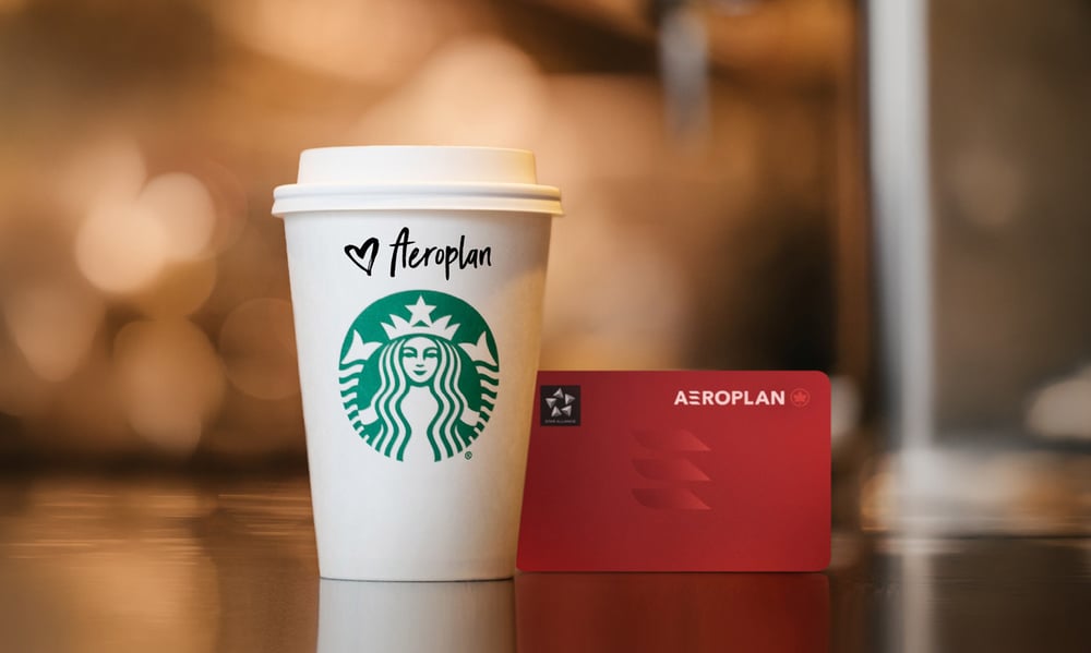 Partnership announcement between the Starbucks Rewards and Aeroplan loyalty programs 