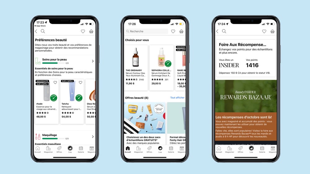 Application mobile avec personnalisation de Sephora