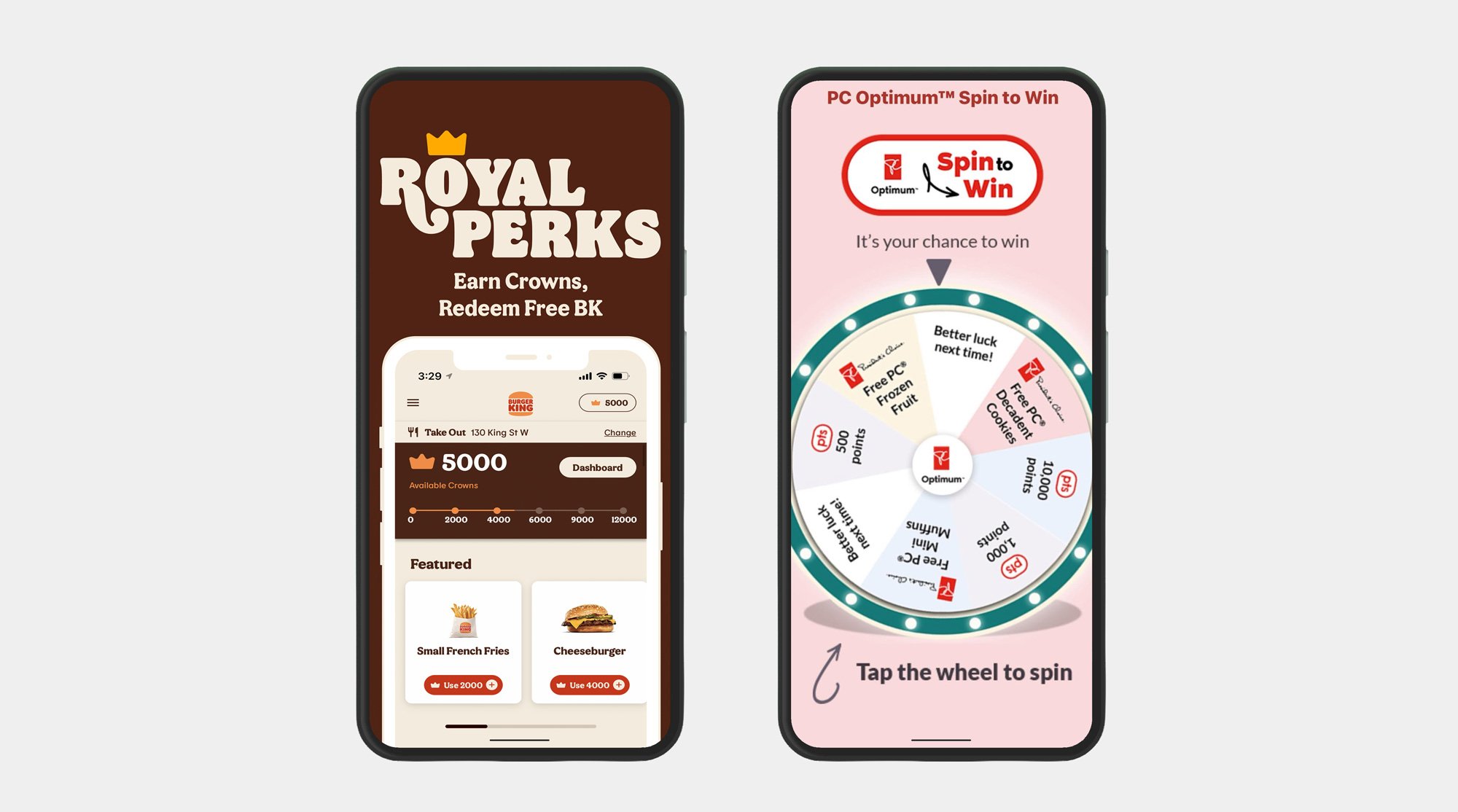 Applications of Royal Perks by Burger King and PC Optimum