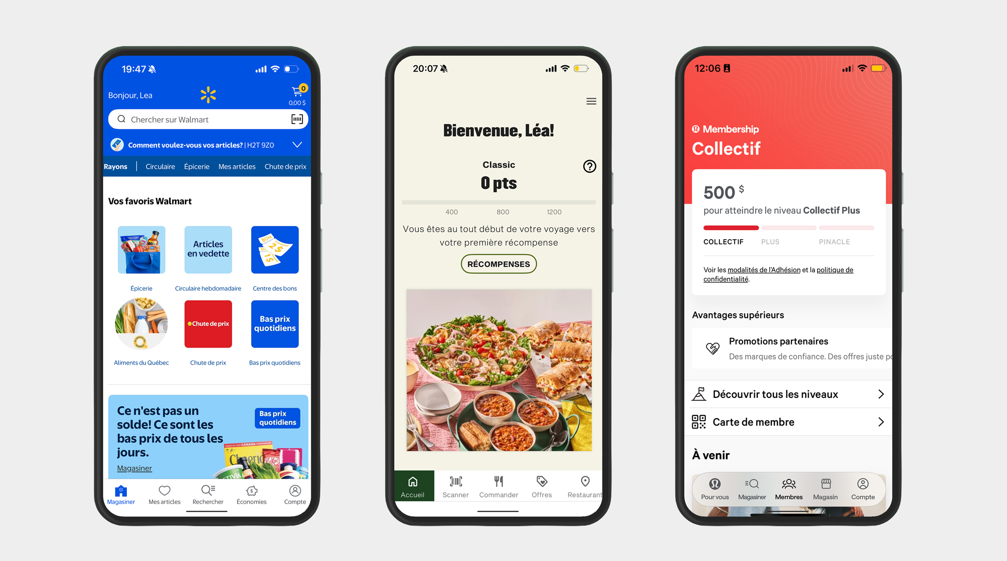 Walmart, Panera Bread, and Lululemon mobile applications